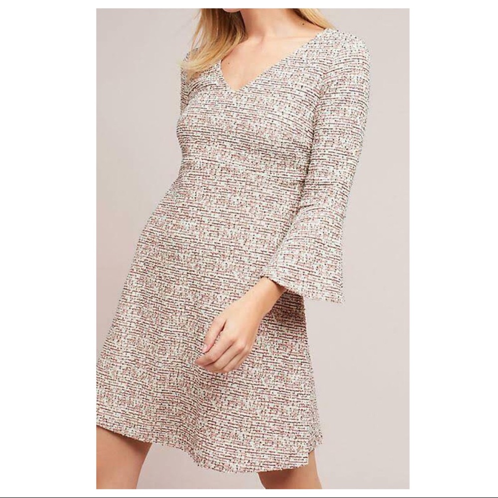 Maeve Anthropologie Tweed Susie Swing Dress Size Medium NEW Bell Sleeves Classic